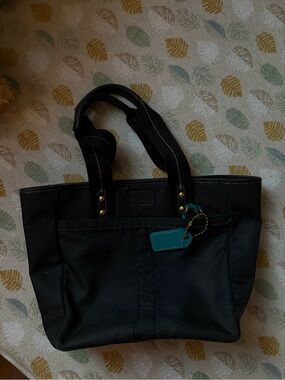 Vintage Coach Bag with Teal Accent